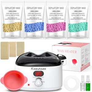 Wandefol Set di cera professionale con regolazione della temperatura, per uomo e donna, depilazione con fagioli di cera dura e perle di cera calda, cera calda per corpo, viso e zona intima