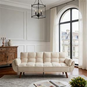 JIEXI Divano letto 3 posti trasformabile 3 posti divano letto 190 x 75 cm confortevole soggiorno camera da letto beige