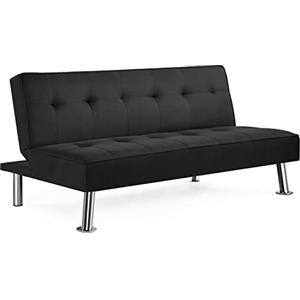 Soberine Divano Letto Imbottito a 2 Posti Convertibile in Letto 105°-180°da Soggiorno/Stanza Ospiti per Lettura/TV/Riposo Divano Moderno da Salotto Tela/Nero