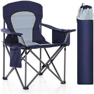 HIGH POINT SPORTS Sedia Pieghevole da Campeggio 200 kg Sedia da Campo Portatile e Resistente con Portabicchieri Sedia da Pesca Blu Grigio