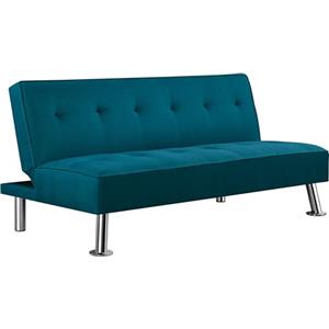 Soberine Divano Letto Imbottito a 2 Posti Convertibile in Letto 105°-180°da Soggiorno/Stanza Ospiti per Lettura/TV/Riposo Divano Moderno da Salotto Tela/Blu Acqua