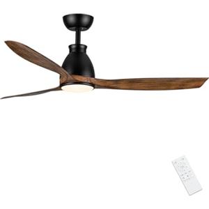 Newday Ventilatore da Soffitto Legno con Luce e Telecomando Silenzioso, 132cm Lampadario con Pale, Pala Soffitto con Luce Dimmerabile, Ventola Soffitto con 3 Pala, Funzione Memoria, Modalità Sleep
