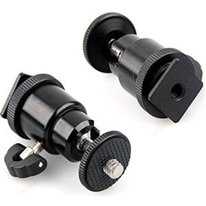 Tenlacum 2 pezzi Mini testa a sfera con adattatore slitta flash e 1/4 vite per Canon Nikon DSLR fotocamera treppiede adattatore Hot Shoe, LED Video Light, microfono, Monitor Video e Ring Flash Light