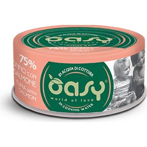 Oasy More Love Cibo Umido per Gatti Adulto - Tonno con Salmone 70g, Alimento Naturale Senza OGM