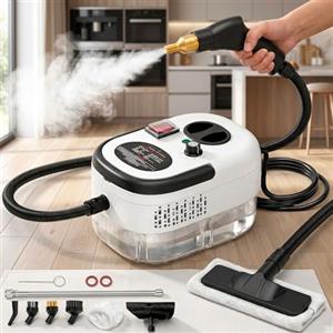081 Store - Pulitore a Vapore 2500W Alta Pressione con 6 Livelli Di Regolazione, Serbatoio XL 1200ml, Vapore fino a 105°C, Kit Accessori Multifunzione per Pulizia Casa, Cucina, Bagno, Divani, Fughe