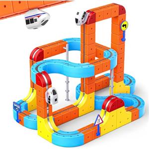 Toyokid 80 Pezzi Giochi Bambini 3 4 5 6 7 8 Anni, DIY Cube Track Trenino Elettrico per Bambini Treno Elettrico per Bambini Regalo Bambino 3-8 Anni