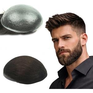 N.L.W. Parrucca Uomo PU Toupet 0,04 Centimetri di Spessore Uomini Parrucca Pezzi di Capelli Umani Europei per Gli Uomini Sostituzione dei Capelli Sistema 8×10 Pollici #2 Marrone scuro