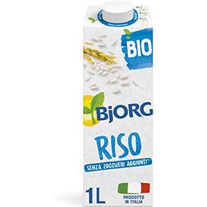 BJORG Bevanda di Riso, Vegetale, a Basso Contenuto di Grassi, Senza Zuccheri Aggiunti, Senza Glutine, Vegan, Prodotto in Italia, 1L