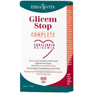 Erba Vita Glicem Stop Complete - Integratore per il Controllo della Glicemia e Metabolismo dei Carboidrati - 60 Capsule