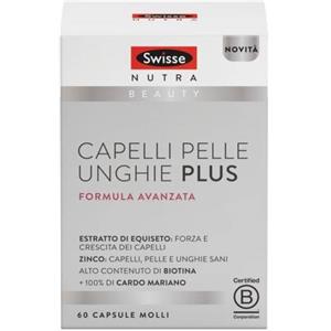 Swisse Capelli Pelle Unghie Plus - Integratore per Capelli Sani e Forti con Biotina e Cardo Mariano, 60 Capsule Molli