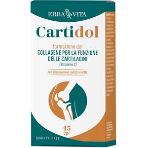 Erba Vita Cartidol - Integratore per la Funzione delle Cartilagini con Glucosamina, MSM, Collagene e Vitamina C - 45 Compresse