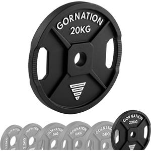 GORNATION Dischi Pesi 50mm in Ghisa, Dischi Olimpici per Bilanciere e Manubri, Weight Plates con Maniglie, Set Pesi per Allenamento Forza, Fitness e Calisthenics (1, 20kg)