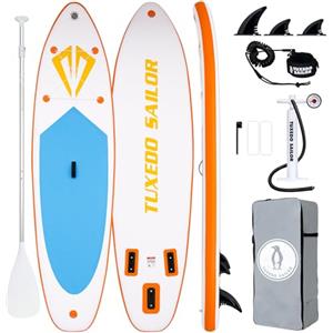 Tuxedo Sailor SUP Gonfiabile Adulti 320 cm Stand Up Paddle Board, Tavola da SUP Paddle Board con Accessori, Tavola Gonfiabile 2 Posti (Orange & Blue)