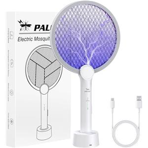PALONE Racchetta Zanzare Elettrica, Ricaricabile 4000V Racchetta Zanzare Elettrico con USB C, Protezione Maglia a 3 Strati, Antizanzare per Casa Campeggio Interni ed Esterni