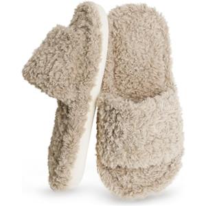 HYSENM Pantofole da Donna in Peluche Morbide e Piatte, Antiscivolo Ciabatte per Attività all'aperto per interni, Comode Moda Sandali Pelliccia