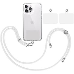 TBOC Pack: Cordino Catenella Laccio Strap Porta Cover [Bianco] + 2 toppe di fissaggio aggiuntive Telefono Cellulare Collo - Tracolla Catenina cordini Phone Cellulari Telefoni Universale Laccetti