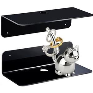 Dantolo 2 Pezzi Mensole da Muro,Mensola Adesiva Senza Foratura Muro, Acrilico Mensolina Piccola Portaoggetti Scaffale da Parete Galleggiante Supporto Espositori per Bagno Cucina Libreria Cameretta