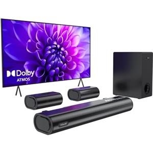 Hiwill 5.1CH Soundbar, Home Theatre Dolby Atmos Surround Casse, 2 Altoparlanti Surround Cablati, TV Sound Bar, Bluetooth PC Speaker con Subwoofer da 5.25'', 380W Potenza di Picco, eARC/OPT, 2025
