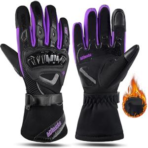 mjmoto Guantes - Guanti da moto antivento e impermeabili, da donna, guanti da moto da donna, guanti da motociclismo, touch screen, guanti invernali per donna (viola, L)