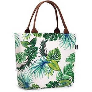 Gloppie Borsa Termica Lunch Box 9 Litri con Isolamento Termico Interno in PEVA, Frigo Pranzo Ufficio, Lavoro per Donna di Grande Capacità, Facile da Pulire, Foglie Marroni