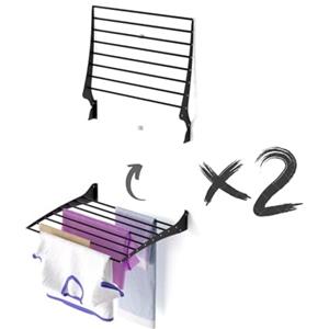 foxydry Fold, Stendino da parete, stendibiancheria da muro nero richiudibile e ribaltabile da interno o esterno in Alluminio e Acciaio 60x50x57 cm