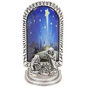 Eurofusioni Mini Presepe Placcato Argento con Immagine - Decorazione Natalizia