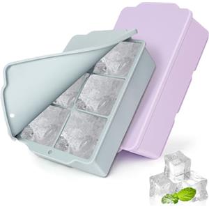 Lifhety Ghiaccio Stampo Grande, Cubetti Ghiaccio Silicone, 2 pezzi Stampi Ghiaccio con Coperchio, 5cm Formine Portaghiaccio Cubetti Ghiaccio per Cocktail, Whisky e Bevande Fredde