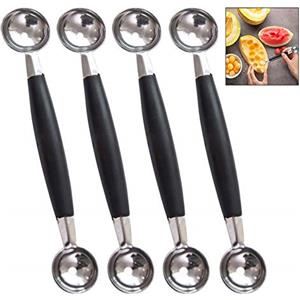 Xrten 4 Pezzi Melone Cucchiaio, Cucchiaio di Frutta Anguria di Acciaio Inox Cucchiaio per Anguria