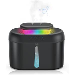 AMZBOSS Umidificatore Ambiente Bambini,Silenzioso <28 dB,Serbatoio 2 L,Doppio Ugello, Luce a Sette Colori,Umidificatore Camera da Letto, Per Cameretta e Piante (Nero)