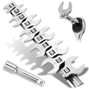 Tadpolez Set di chiavi dinamometriche metriche a bussola da 11 pezzi Set di chiavi dinamometriche a forchetta da 3/8 pollici da 10-19 mm con prolunga da 75 mm e acciaio Cr-V