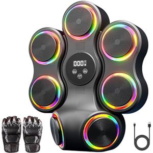 GKHMNEW Macchina da boxe musicale, attrezzatura da palestra con guantoni da boxe, Smart Bluetooth, per adulti e bambini, bersaglio elettronico da boxe, fitness per casa, ufficio, palestra