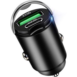 elzle Caricatore Auto USB C 30W, Adattatore Accendisigari USB a Ricarica Rapida PD 30W e QC 3.0 18W Compatibile con iPhone Samsung Xiaomi Huawei Tablet