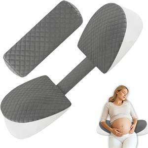 Aofesel Cuscino Gravidanza Portatile - Cuscino Laterale a Forma di W per Schiena, Pancia & Fianchi, Cuscino da Viaggio Regolabile per Alleviare i Dolori delle Donne in Gravidanza