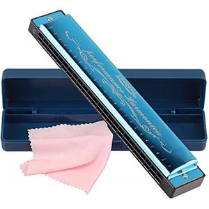 Tioamy Armonica a Bocca Harmonica Tremolo 24 Fori Harpe professionnelle Chiave di C Bocca organica diatonica con custodia per blues folk pop jazz per bambini adulti Studente regalo per principianti