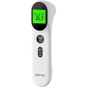 BESTEK Termometro Febbre Infrarossi Senza Contatto per Bambini e Adulti Bambini,Termometro Neonato Frontale Digitale con Lettura Immediata 1s,Richiamo della Memoria,LCD Display