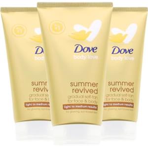 Dove 3 lozioni autoabbronzanti Dove Summer Revived per corpo Light Medium da 75 ml