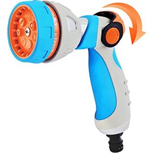 GRÜNTEK Pistola Acqua Giardino in Metallo PREMIUM - 7 Tipi di Spruzzi - Pistola per Irrigazione Alta Pressione per Tubo Acqua con Spruzzo Multifunzione x Innaffiare Giardino e Lavaggio Auto.