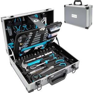 Cecotec Cassetta degli Attrezzi 380 Pezzi ToolBox 8000 Pro. Valigetta in Alluminio Premium, Bussole CR-V, Punte S2 Resistenti, Chiavi a Cricchetto e Fisse, Ideale in Falegnameria, Crea Ogni Progetto