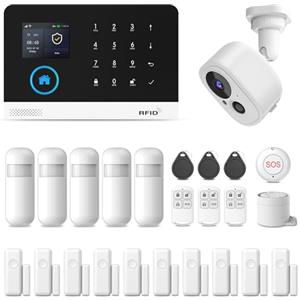 PGST WiFi/GSM 4G Allarme Casa Senza Fili, Antifurto Casa Wireless con Telecamera,Rilevatore di Movimento,Sensore per porte e finestre, Telecomando per Appartamento, Garage, Ufficio