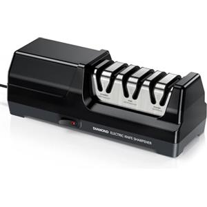 MusyVocay Affilacoltelli elettrico con diamante al 100%, affilacoltelli da cucina professionale a 3 livelli, 20 gradi, con guida angolare di precisione per sciliare, riparazione (Nero)