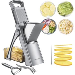SupMaKin Mandolina di verdure, Spessore regolabile Patate Affettatrice Cipolla Chopper Kitchen Chopping Artifact Multifunzionale Cutte (Grigio scuro)