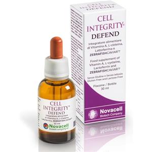 NOVACELL BIOTECH - Cell Integrity Defend Gocce con Vitamina A, Acetilcisteina, Lattoferrina e ZEBRAFISHCAVIAR™ - Supporto Immunitario, Energia e Benessere Cellulare - Senza Glutine e Lattosio - 30 ml