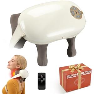 Strixorn Massaggiatore Cervicale Schiena e Collo 6D con Calore 5 Modalità 4 Intensità Massaggiatore Elettrico Schiena e Collo Senza Fili 2000mAh Ricaricabile Portatile Neck Massager Regalo Donna Uomo