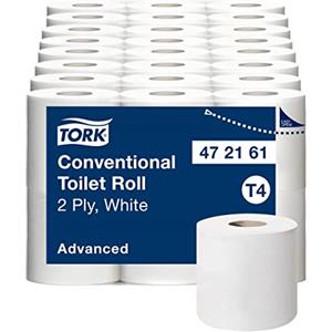Tork Rotolo Convenzionale di Carta Igienica Bianco T4, Advanced, 2 veli, 48 × 200 fogli, 472161