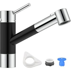 DAYONE Rubinetto da Cucina Nero, Rubinetto per Cucina con Doccetta Estraibile a 2 Modalità, Miscelatore Monocomando Rubinetto Lavello Cucina 360° Con Acqua Fredda e Calda