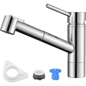 DAYONE Miscelatore per Cucina con Doccia Estraibile, Miscelatore Moderno per Bar, Miscelatore per Lavello con Spruzzatore a 2 Funzioni, Miscelatore per Lavello in Zinco per Cucina, Bar, Caravan, Cromo