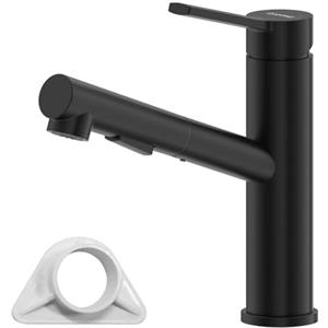 DAYONE Rubinetto da Cucina Nero, Miscelatore da Cucina ad Alta Pressione Estraibile, Miscelatore per Lavello con 2 Funzioni di Spruzzo, Miscelatore per Lavello Cucina Rotante a 120°, Miscelatore in