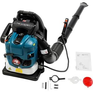 Poyujkyhr Soffiatore per foglie a benzina 75,6 CC a 4 tempi, 2600 W, 7000 giri/min, velocità regolabile, aspiratore e soffianti da giardino con motore portatile, raffreddamento ad aria regolabile a 180°