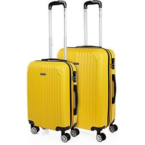 ITACA - Set valigie - Set Valigie Rigide Offerte. Valigia Grande Rigida, Valigia Media Rigida e Bagaglio a Mano. Set di Valigie con Lucchetto Combinazione TSA, Giallo