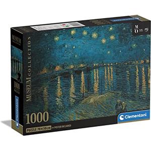 Clementoni - 39789 - Museum Collection - Starry Night Over The Rhone - 1000 Pezzi - Puzzle Adulti, Arte, Puzzle Quadri Famosi, Dipinti Famosi, Made In Italy